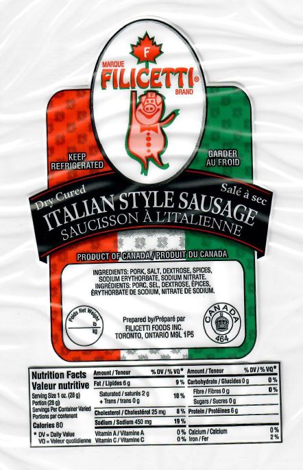 Filicetti - Italian Style Sausage - mild, dry cured sausage