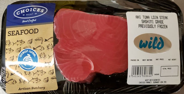 Choices Markets - « Ahi Tuna Loin Steak Sashimi Grade – Previously Frozen »