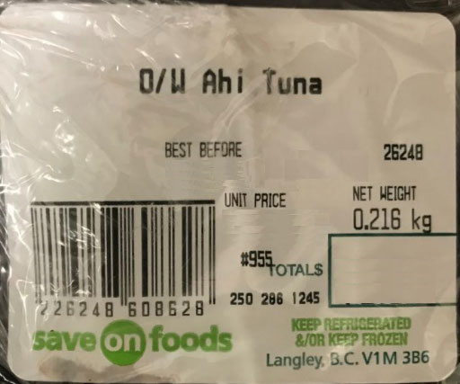 Save on Foods - « O/W Ahi Tuna »