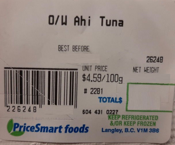 Pricesmart : O/W Ahi Tuna - Variable