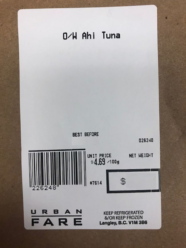 Urban Fare : O/W Ahi Tuna - Variable
