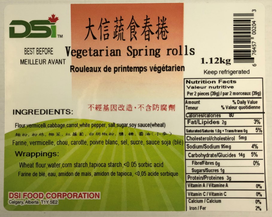 DSI: Rouleaux de printemps végétarien - 1.12 kg