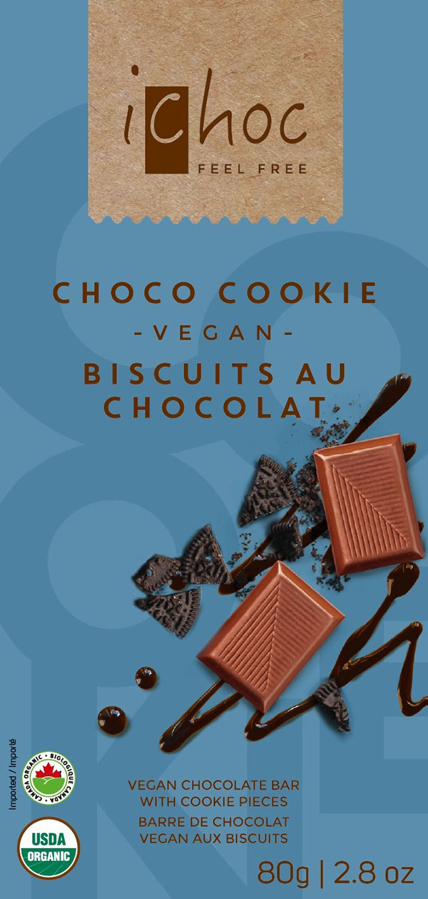 iChoc - Biscuits au chocolat - barre de chocolat « vegan » aux biscuits