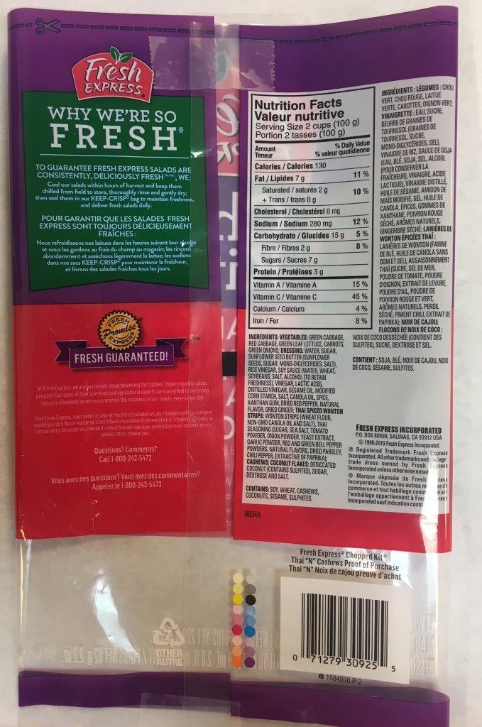 Fresh Express - « Chopped Kit » Thaï et noix de cajou (code universel des produits)
