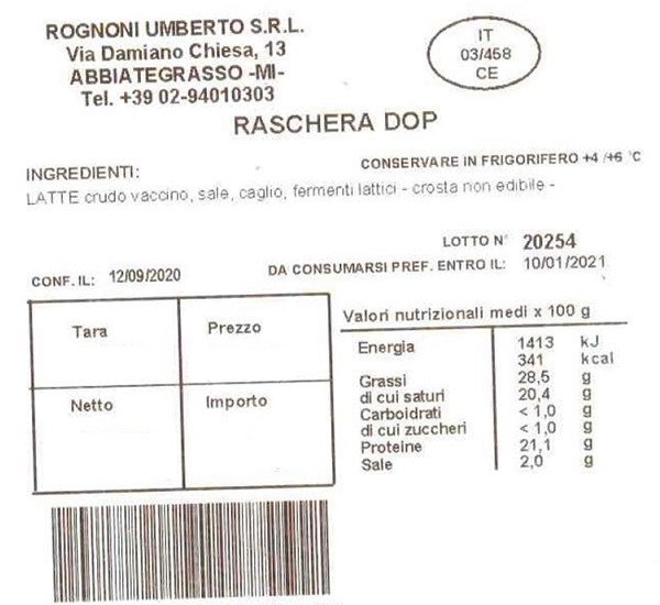 Rognoni Umberto - Raschera DOP  (cheese)