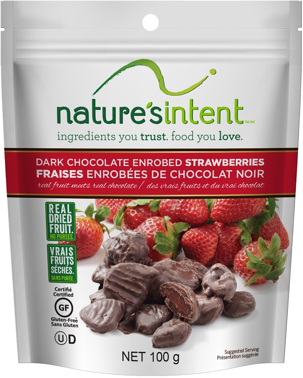 Nature's Intent – Fraises enrobées de chocolat noir – 100 grammes (recto)