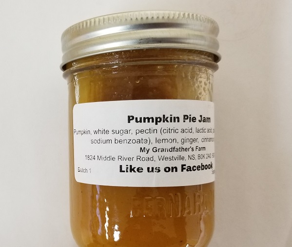 My Grandfather’s Farm – « Pumpkin Pie Jam » – 250 mL (étiquette)