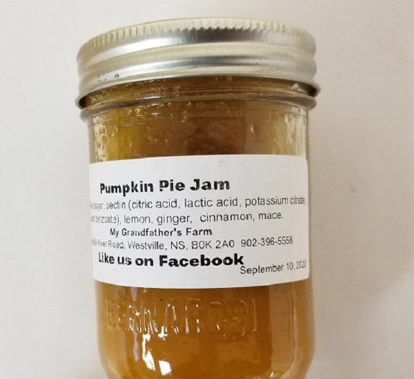 My Grandfather’s Farm – Pumpkin Pie Jam – 250 mL (label)