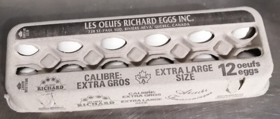 Les Oeufs Richard Eggs Inc. – Extra large size eggs – 12 eggs