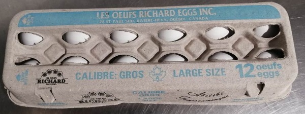 Les Oeufs Richard Eggs Inc. – Large size eggs – 12 eggs