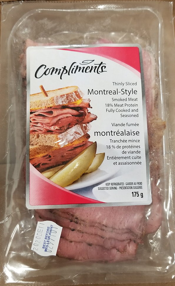 Compliments smoked meat 175 g - front panel with sticker