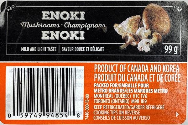 None (Packed for Metro Brands) – Enoki Mushrooms – 99 grams