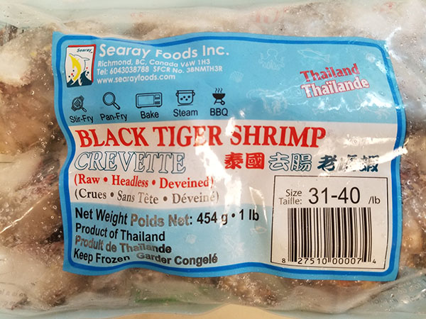 Searay - Thailand Black Tiger Shrimp (Raw Headless Deveined) Size 31-40 - 454 g