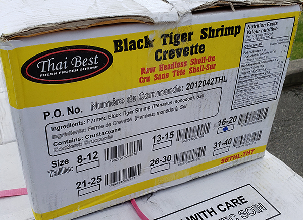 Thai Best - Thailand Black Tiger Shrimp (Raw Headless Shell-on) Size 16-20 - 4lb x 6 packs  4 lb