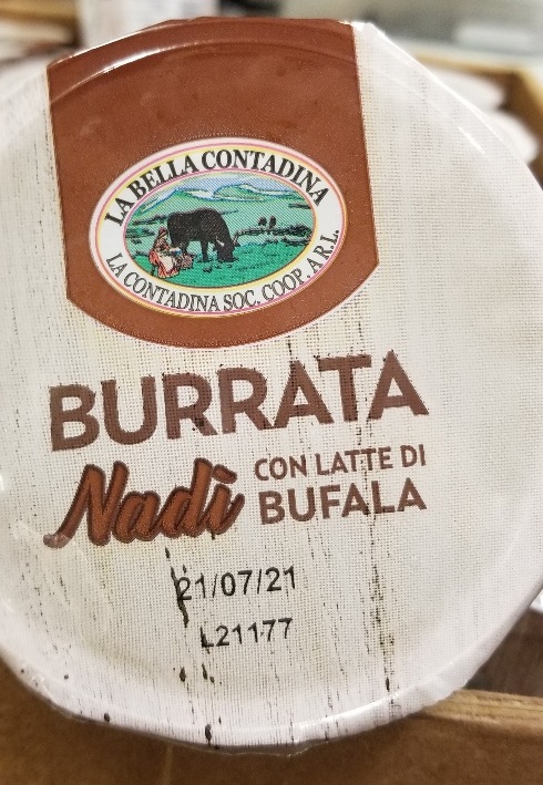 La Bella Contadina – Burrata Nadi con latte di bufala (fromage) – 125 grammes (code de lot)