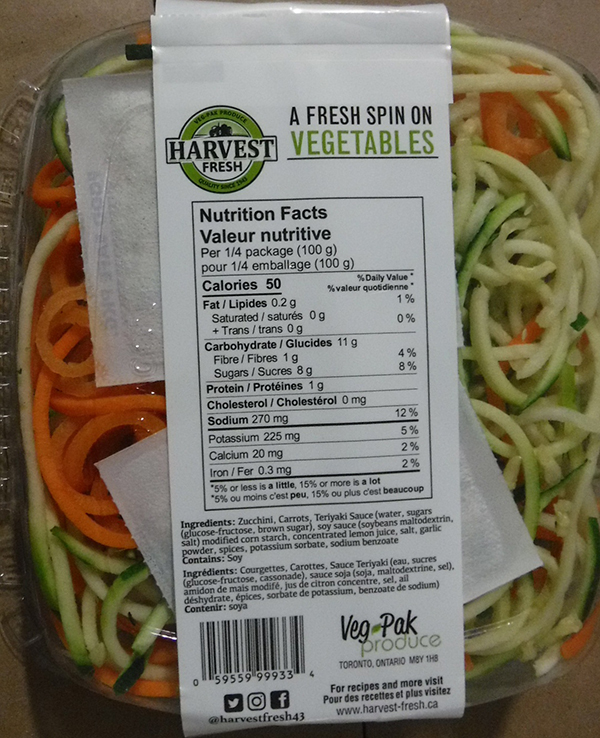 Harvest Fresh - Teriyaki Vegetable Spiral Stir Fry Kit - back