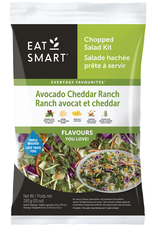 Eat Smart – Avocado Cheddar Ranch (Ranch avocat et cheddar) Chopped Salad Kit – 283 grams