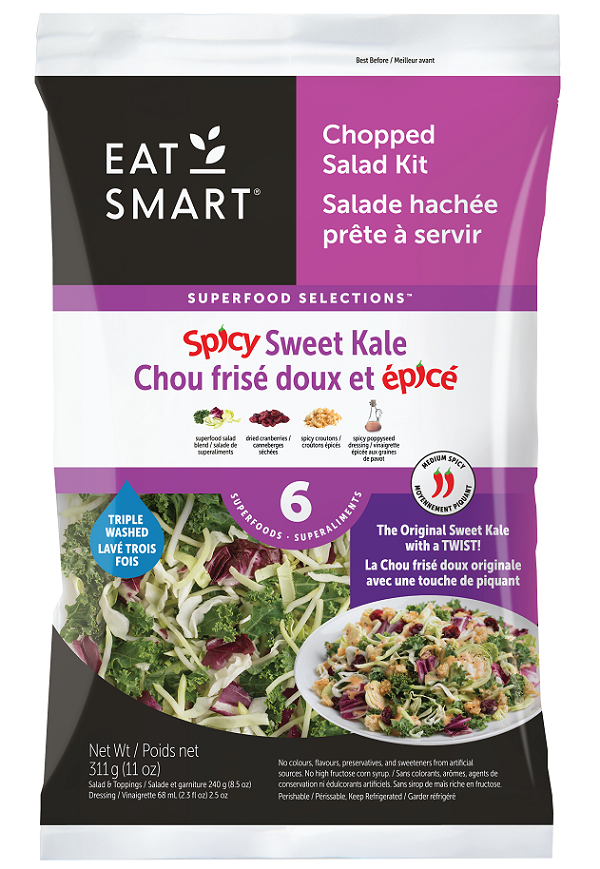 Eat Smart – Spicy Sweet Kale (Chou frisé doux et épicé) Chopped Salad Kit – 311 grams