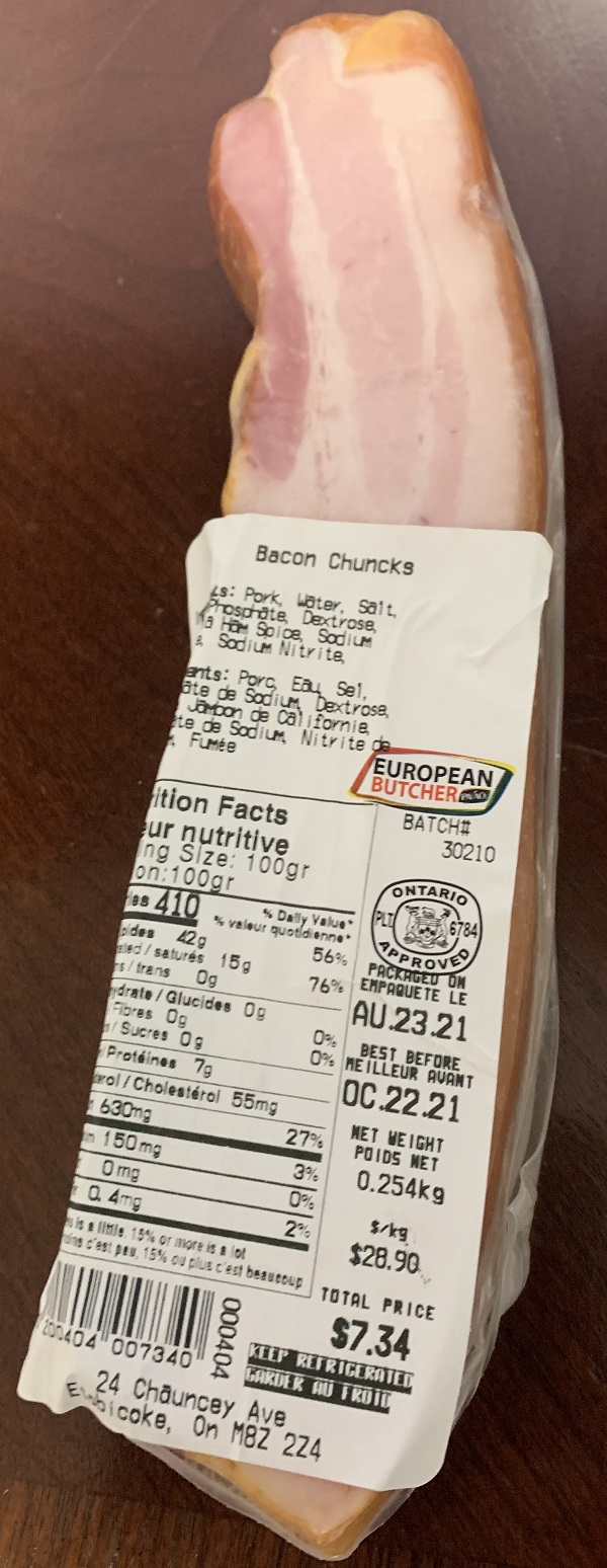 European Butcher – « Bacon Chuncks » – Variable (environ 200 grammes)
