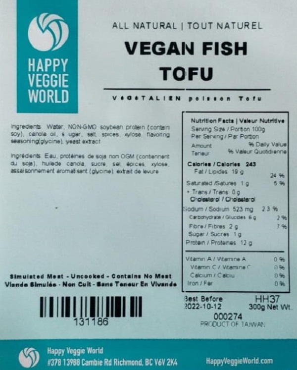 Happy Veggie World - « Végétalien poisson tofu » - 300 grammes