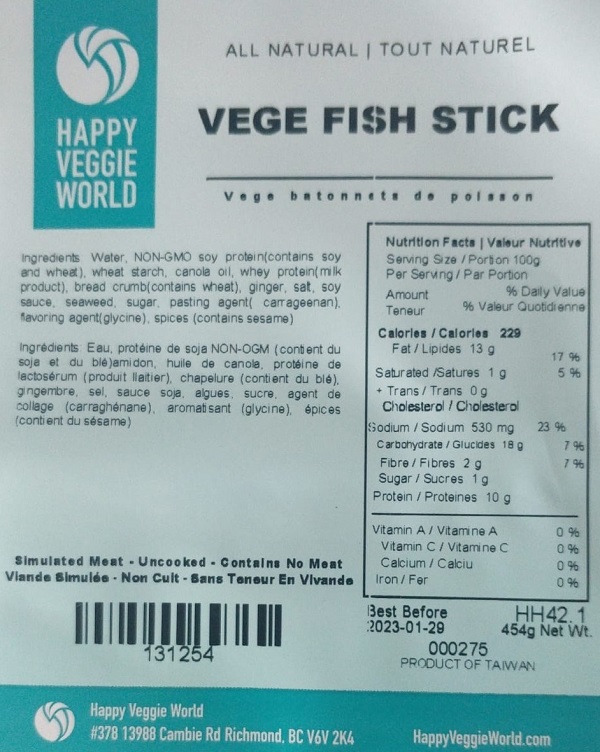 Happy Veggie World - Vege Fish Stick - 454 grams