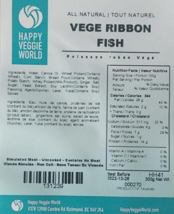 Happy Veggie World - Vege Ribbon Fish - 300 grams