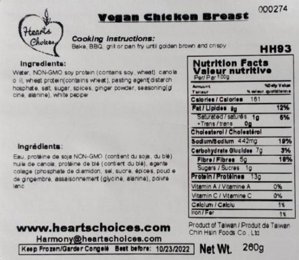 Hearts Choices - « Vegan Chicken Breast » - 260 grammes