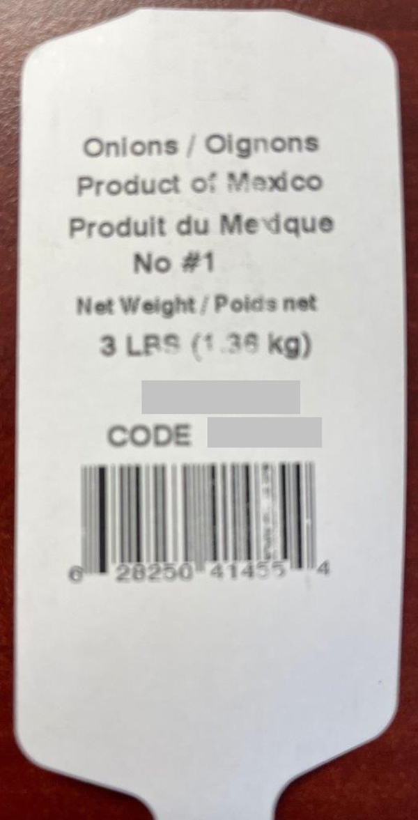 Gwillimdale Farms - Onions - 3 lb (1.36 kg) - label, spine