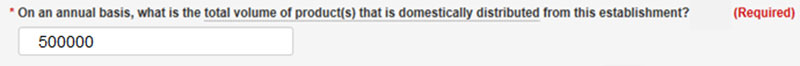 Screen capture of domestically distributed volume question. Description follows