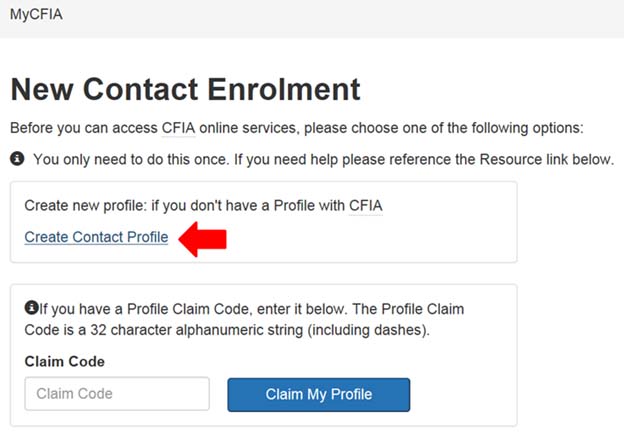 Screen capture of New Contact Enrolment screen. Description follows.