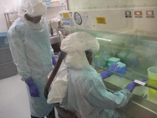 Formation au laboratoire de Winnipeg de l'ACIA au Canada (2019).