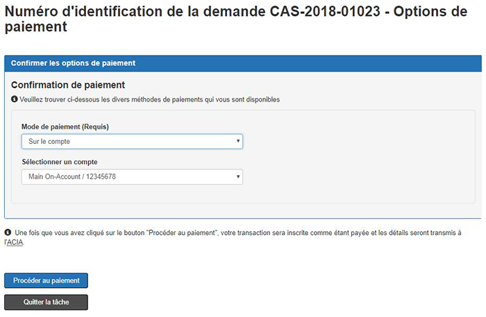 Capture d'écran des options de confirmation de paiement. La description suit.