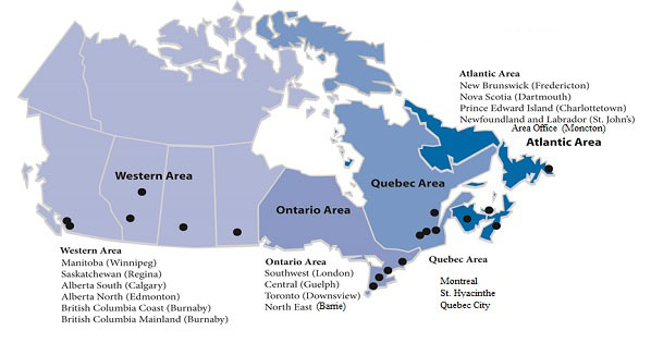 Area and regional offices. Description follows.