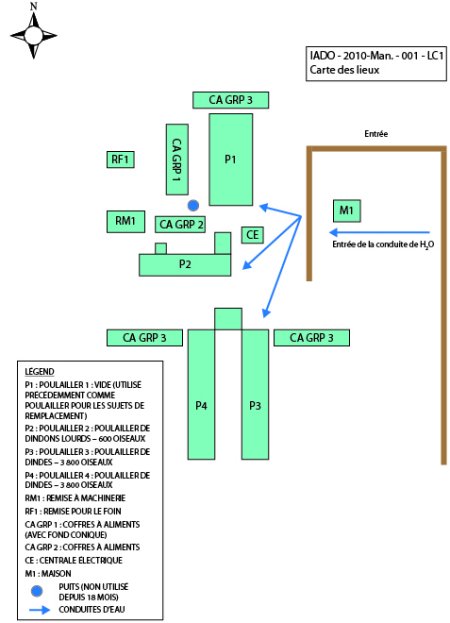 Figure 2. NAI-2010-MB-01 Carte des lieux contaminés. Description ci-dessous.