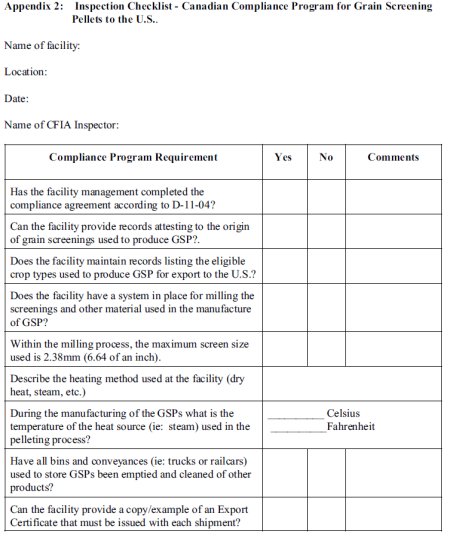 Appendix 2 - checklist. Description follows.