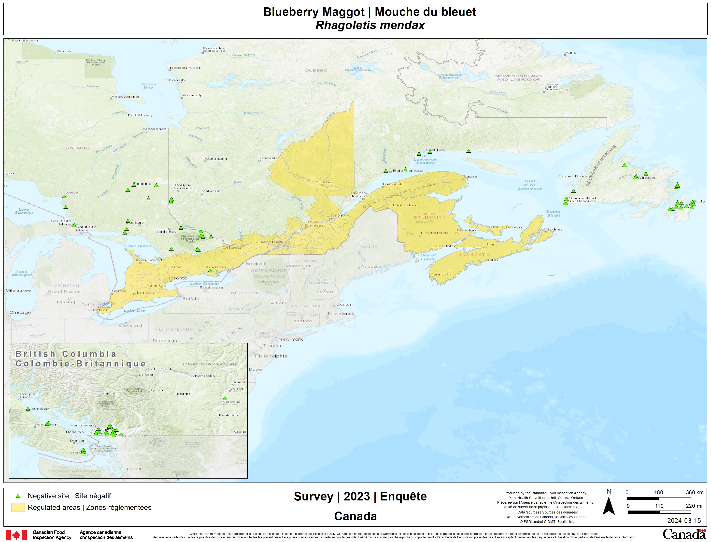2023 Blueberry Maggot survey results. Description follows.