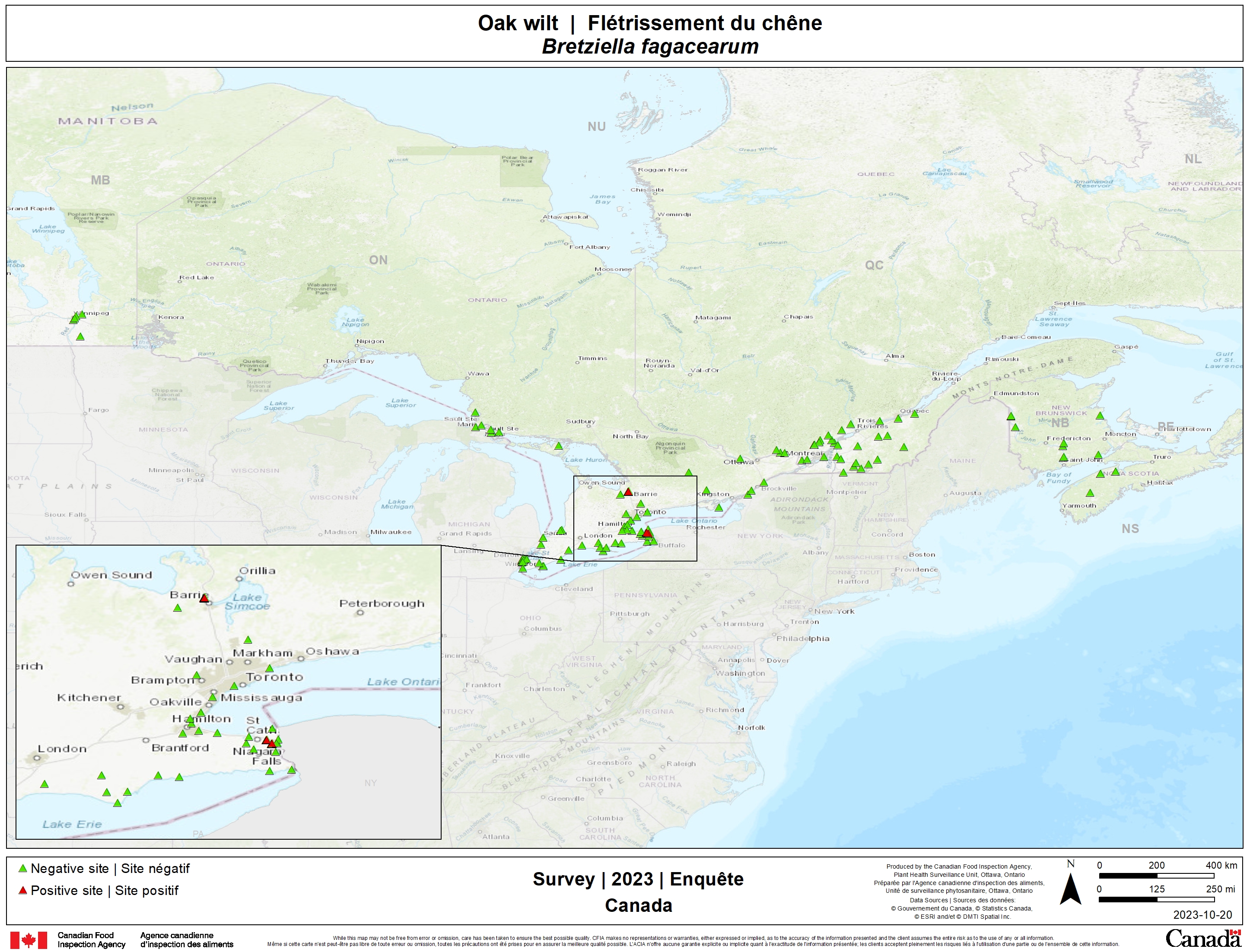 2023 Oak wilt survey results. Description follows.