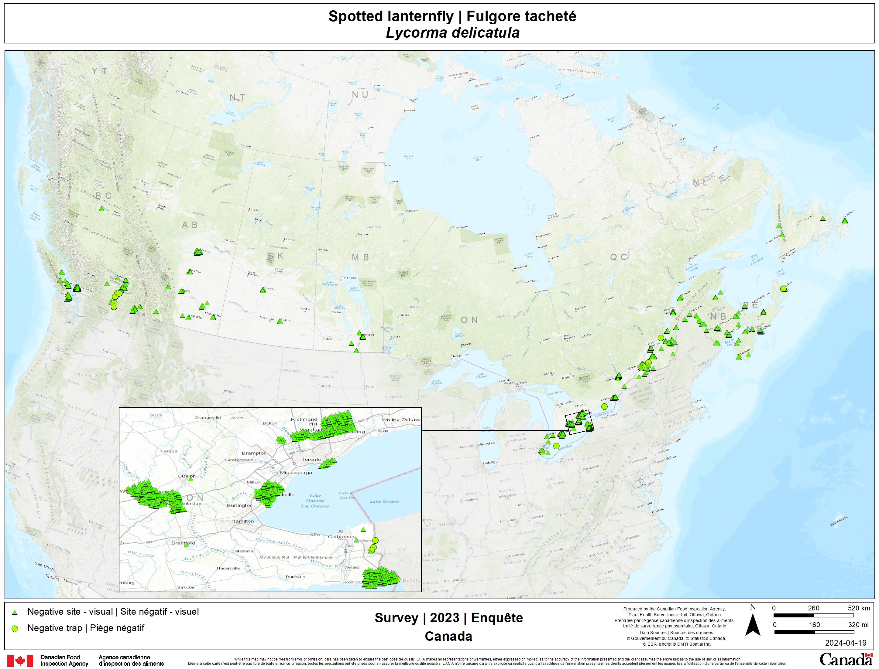 2023 spotted lanternfly survey results. Description follows.