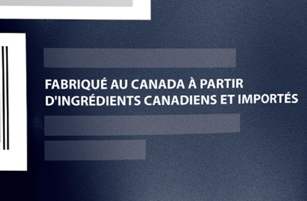 Illustration de la formulation des produits Fabriqué au Canada sur un paquet avec ingrédients canadiens et importés