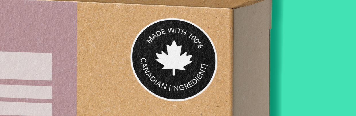 Illustration of the 100% canadien label on a package