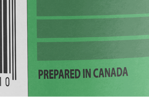 Illustration of the Prepared in Canada wording on a package
