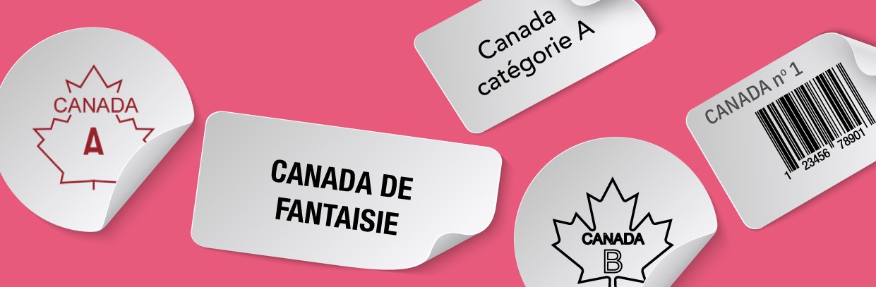 Illustration de diverses étiquettes de qualités canadiennes