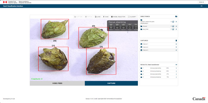 The Nachet interface showing seed images analyzed by AI