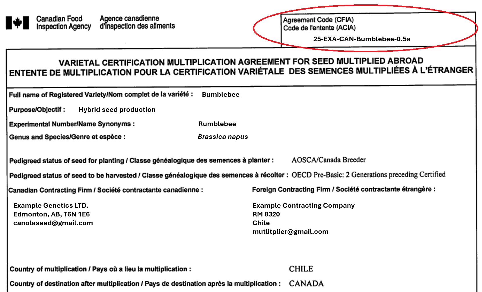 seed samples for traceability